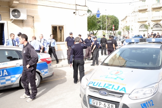 Rapid Intervention Unit officers had to be called in to quell a massive family fight in Bormla. Photo: Chris Mangion